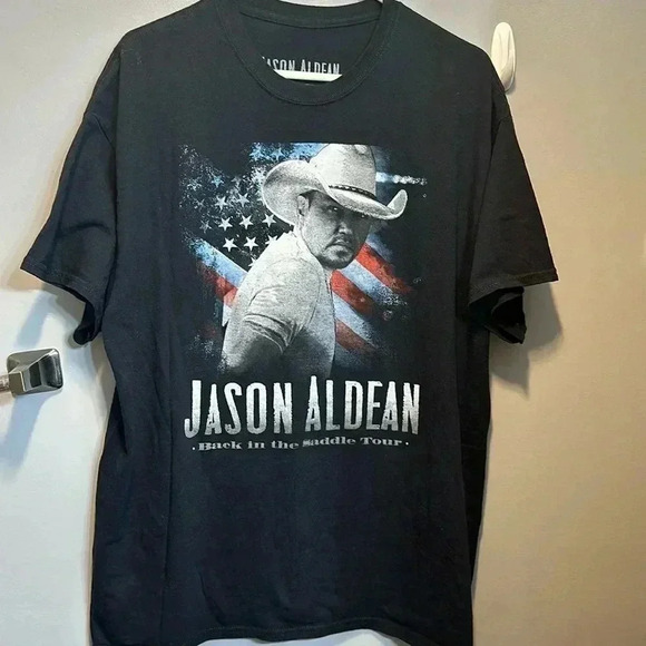 jason aldean back in the saddle tour USA tour black tshirt XL short sleeve - Picture 2 of 3